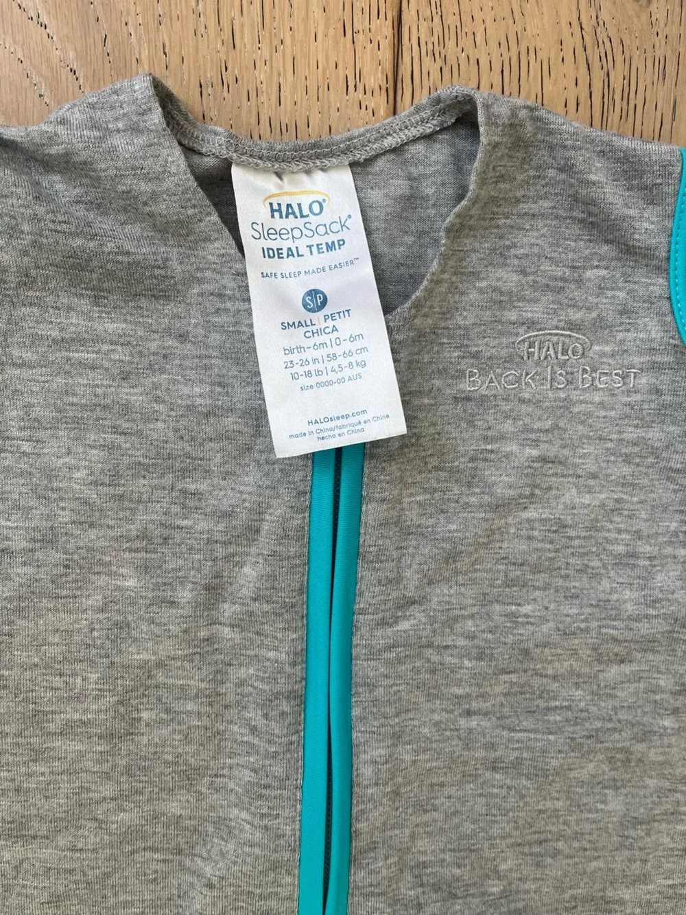 Halo SleepSack Ideal Temp Small 0-6 months Grey Blue Double Zipper Summer